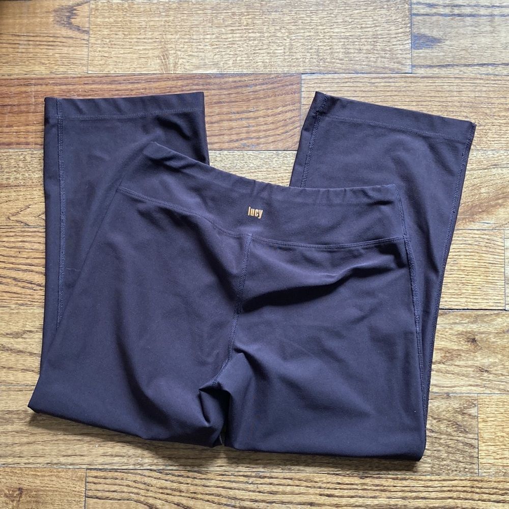 Lucy Tech Brown Pullon Running Workout Pants Size… - image 3